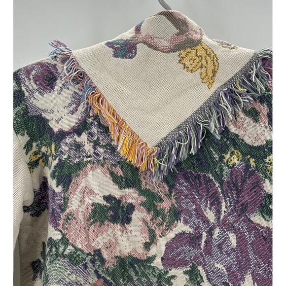 Vintage All in the Bag Coat tapestry blanket fringe 90s cherub open front quirky - Picture 7 of 10